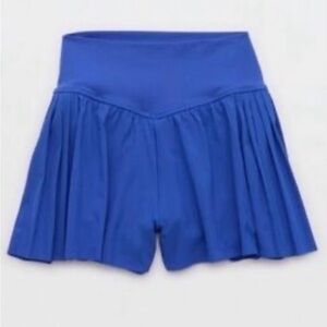 Aerie OFFLINE Royal Blue Flowy Shorts Built In Biker Shorts Small Pleated Sides